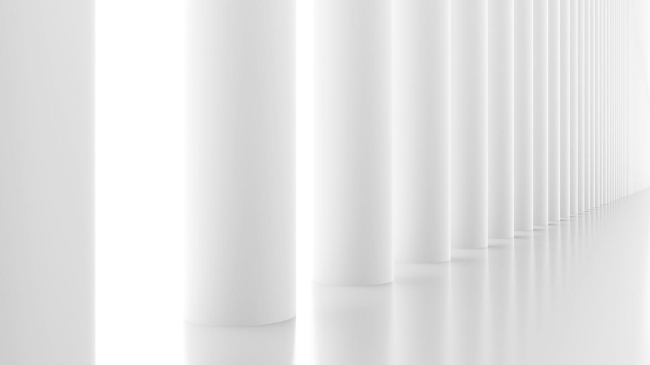 corredor blanco vacío futurista con columnas y luz brillante