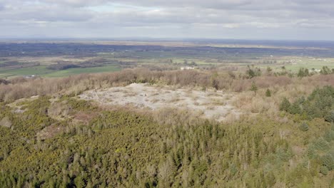 aerial orbit of knockma forest hilltop, cnoc meadha, ireland