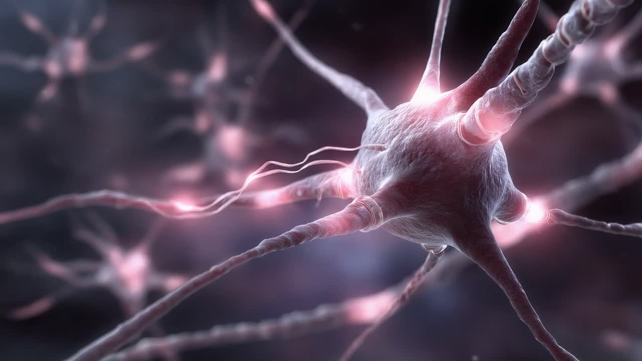 Captivating Glimpse of Neurons in Action: Stunning Close-Up Imagery Capturing the Intricate Structure and Activity of Nerve Cells in a Hypnotic, Glowing Presentation