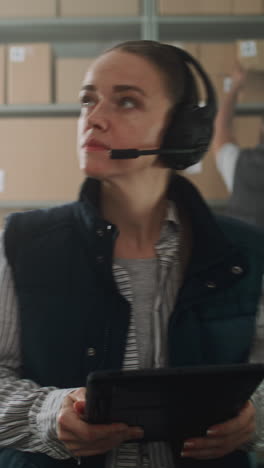 warehouse worker on headset