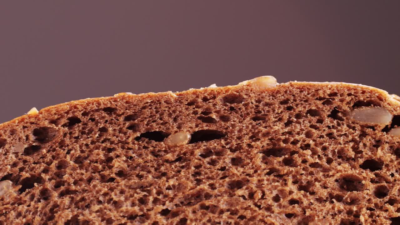 Close-up of a slice of brown bread