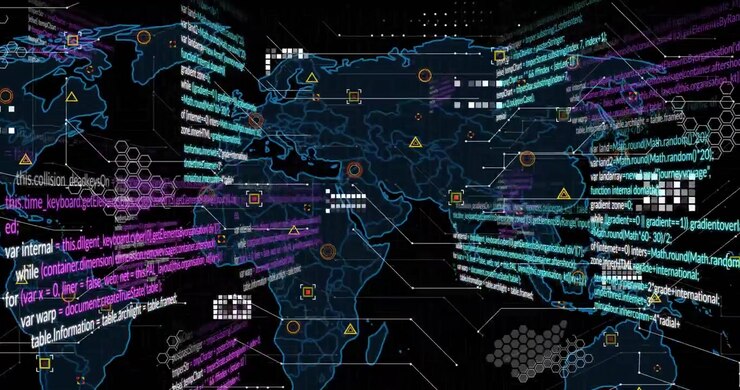 Animation of data processing over world map