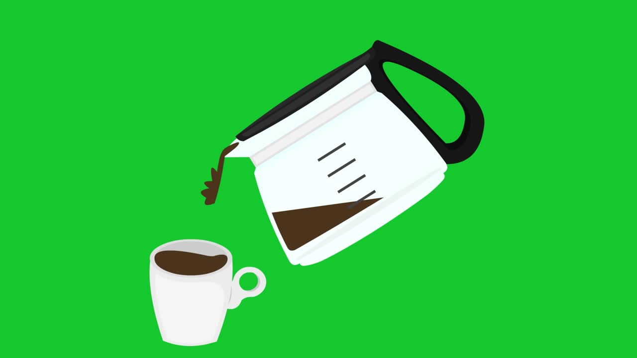 Loop animation of a pitcher pouring coffee into a cup