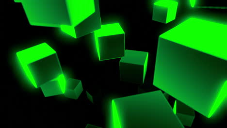 abstract glowing green cubes