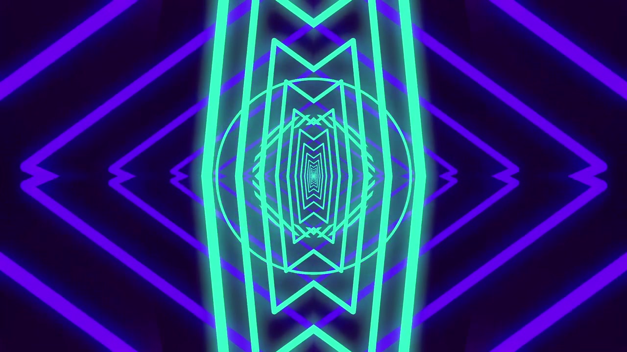 Sfondo in Loop di Tunnel con Forme Geometriche al Neon Vibranti