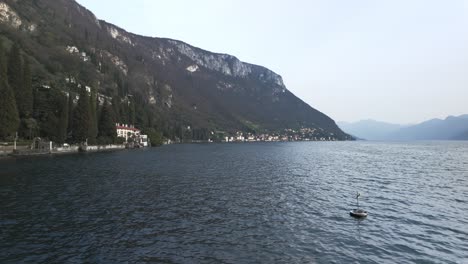 panoramic view of the shore in varenna, lake como, italy