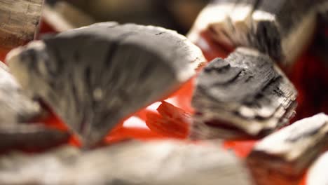 close-up of hot burning charcoal