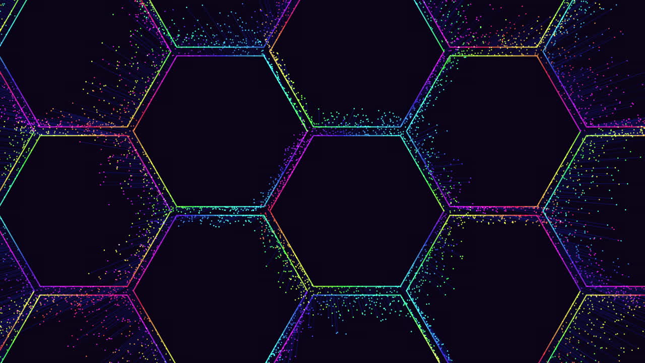 patrón hexagonal vibrante creado con puntos de colores