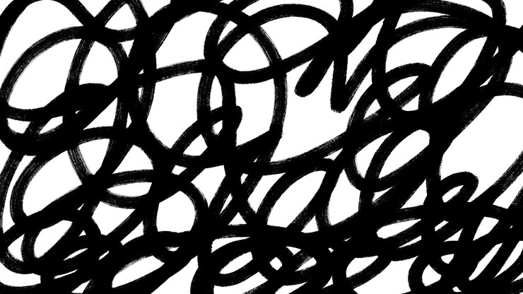 Linee animate nere a scarabocchio su sfondo bianco