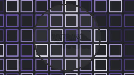 animación del texto wow sobre cuadrados sobre fondo negro