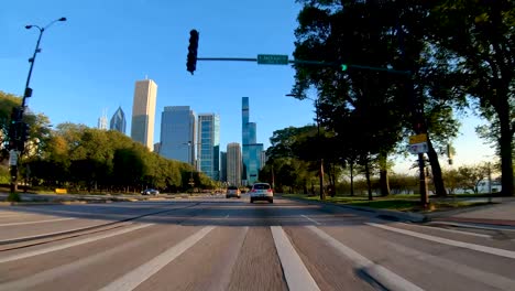 pov driving city morning sunrise timelapse