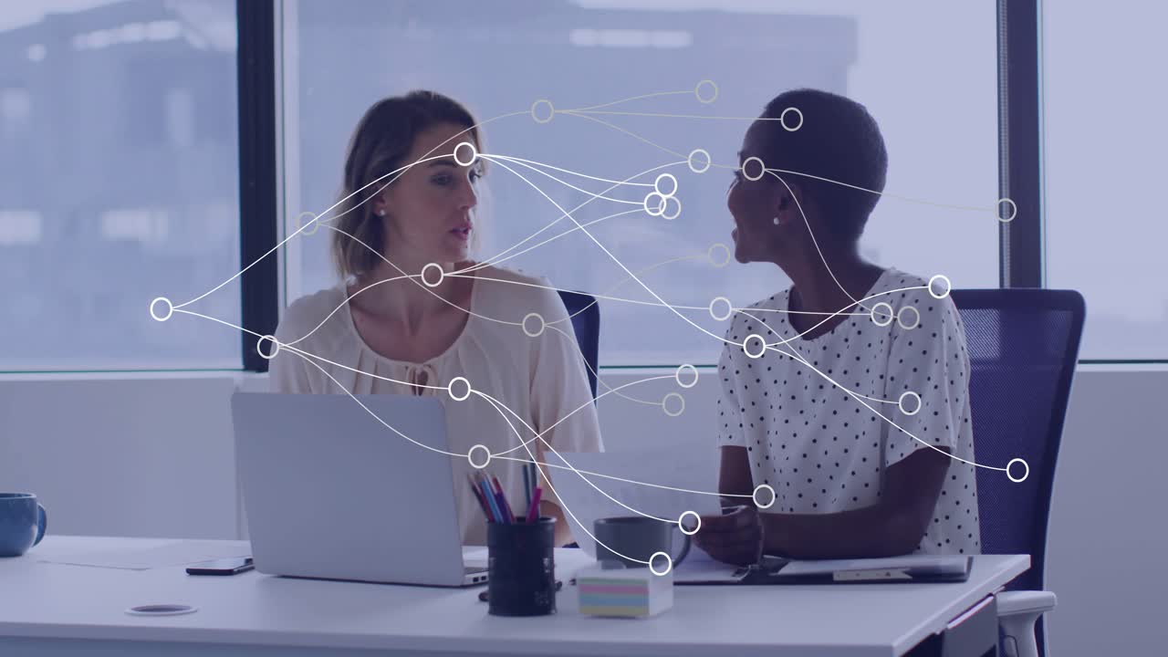 manager outlining concept starting dataflow graphics as coworker scrolling phone business talk