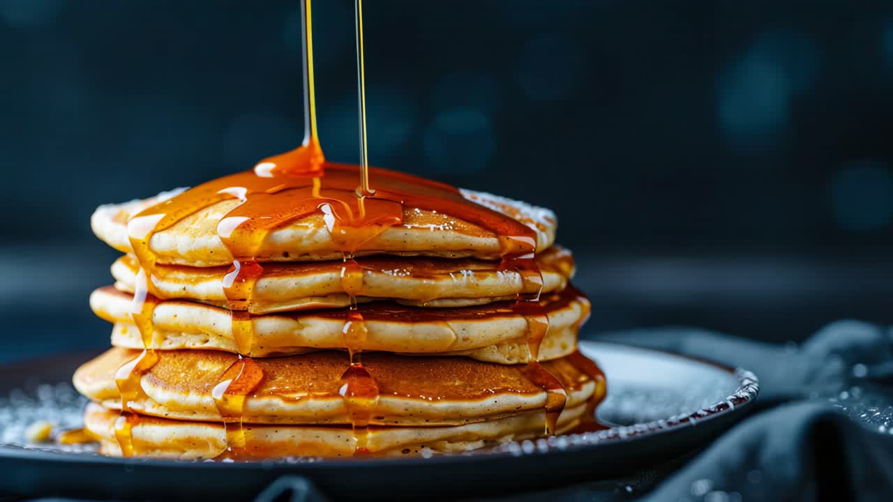 Una pila de panqueques con jarabe de arce