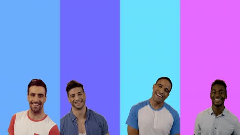 pantalla múltiple que muestra a personas felices sonriendo