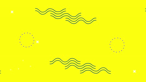 geometric figures and color memphis style in yellow background