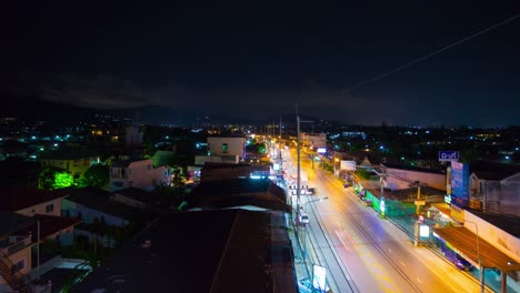 night illuminated phuket island main traffic street rooftop panorama 4k time lapse thailand