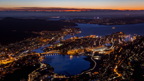 night city illumination sunset bergen