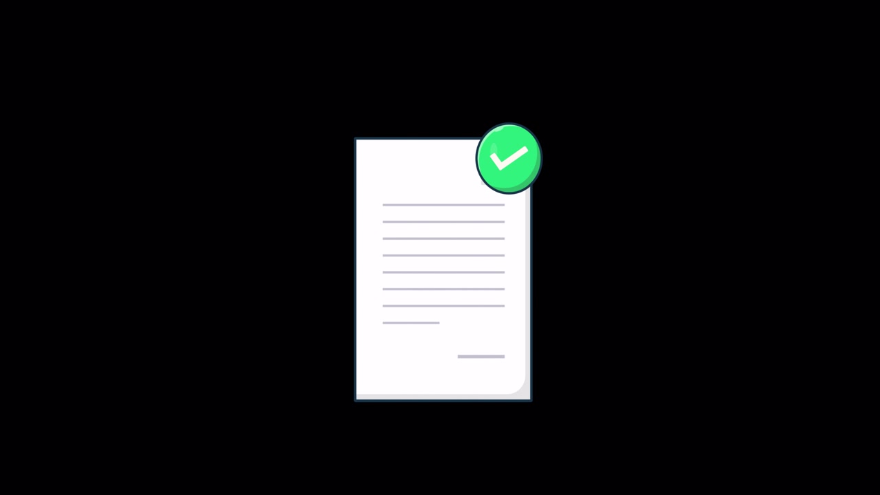 Animated Document with Green Checkmark Appearing and Disappearing