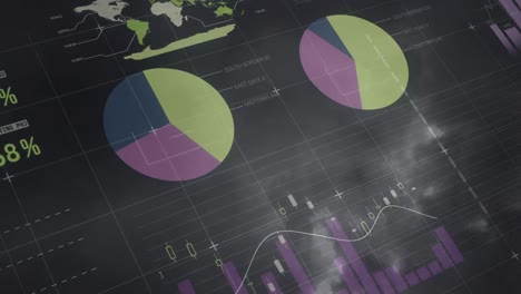 animation of statistics processing over clouds and sky