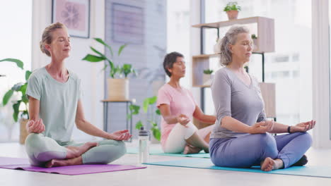 Mujeres-Maduras-Meditando-En-Posición-De-Loto-Con-Mudra