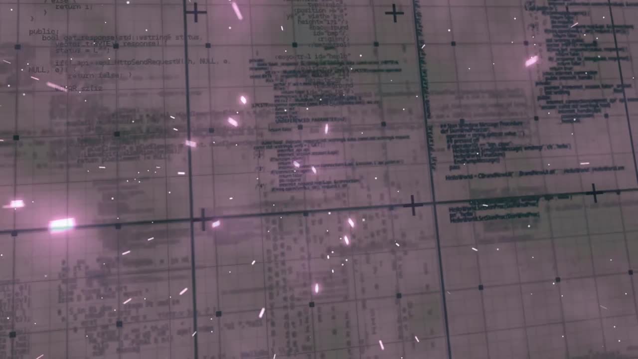 animación del procesamiento de datos sobre luces púrpuras en el fondo