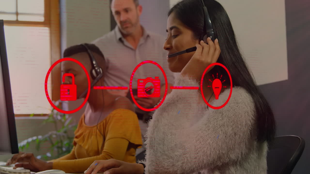 animación de la red de conexiones con iconos sobre colegas de negocios