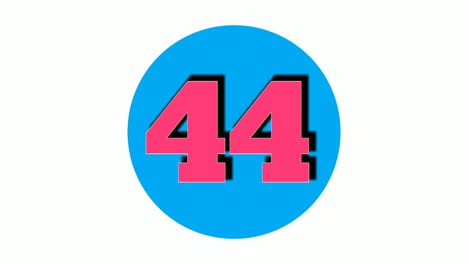 number 44 forty four sign symbol animation motion graphics red color on white background,4k cartoon video number for video elements