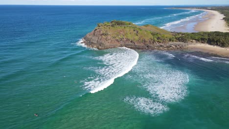 panoramic view norries headland separating norries cove and cabarita beach in australian state of nsw