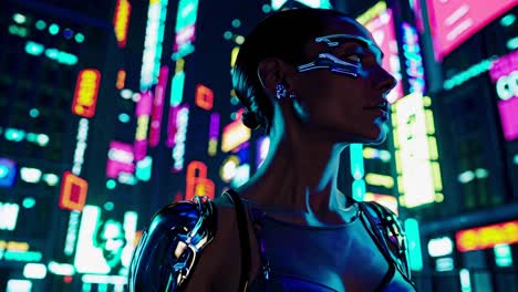 cyberpunk woman in a neon city