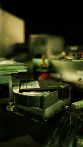 primer plano de las viejas piezas de la computadora