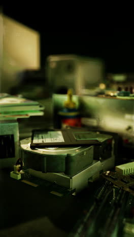 close-up of old computer parts