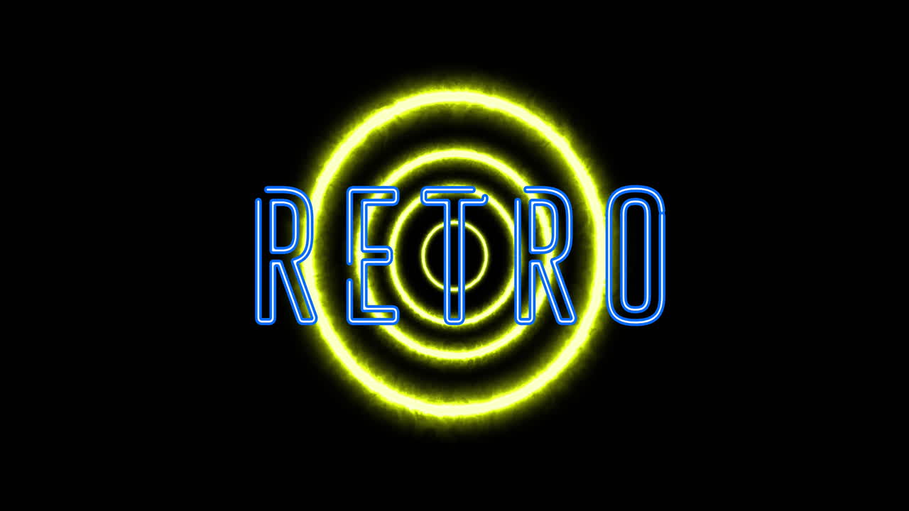 검은 바탕 위에 네온 레트로 텍스트의 애니메이션