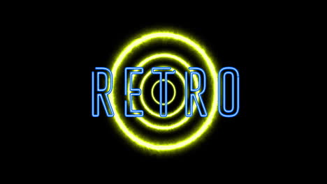 animación de texto retro de neón sobre fondo negro