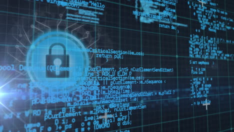 video of digital interface and padlock over dark background