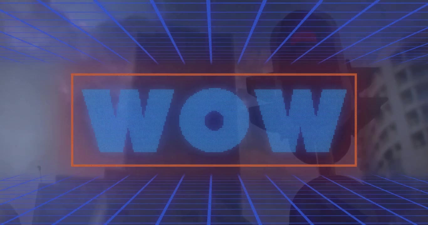 Animation von Wow-Text über Stadtbild