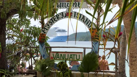 mystery island,vanuatu. photo point opportunity for tourists on the island.