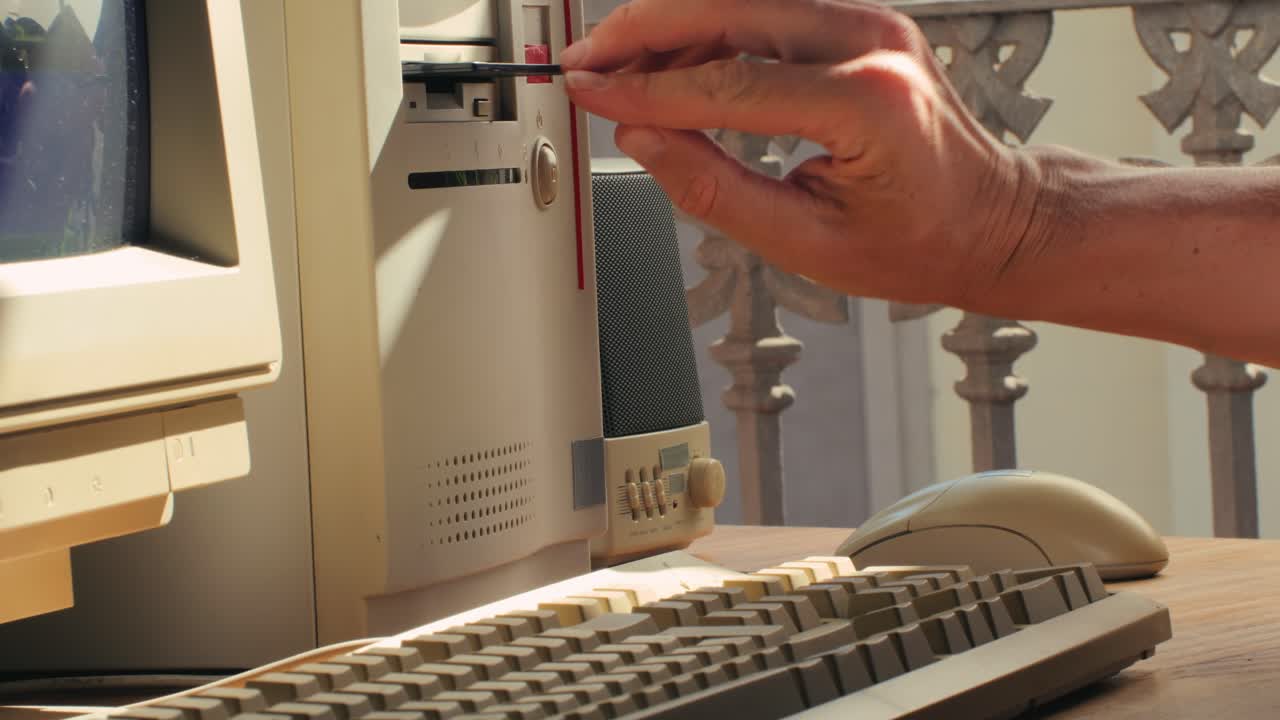 Vintage Computer with Floppy Disk