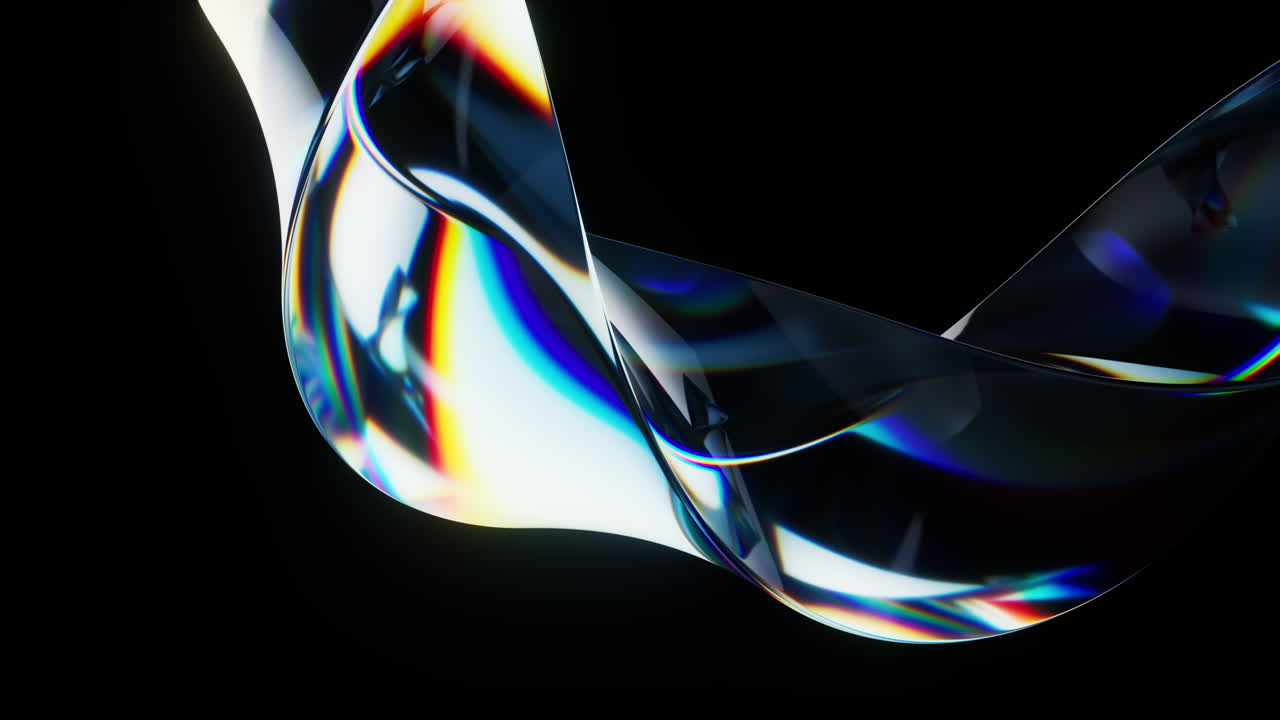 Colorful curve glass with dispersion, 3d rendering.