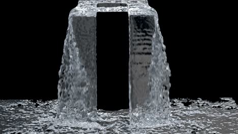 bucle de textura de cascada 4k con, aislado en negro