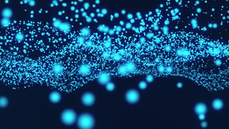 neon blue particles moving like a wave - abstract background