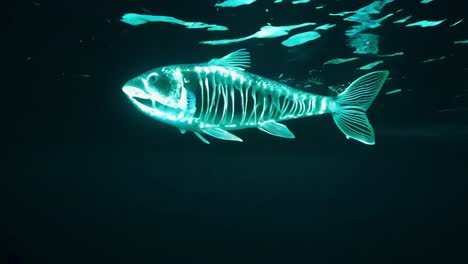peces brillantes en las profundidades del mar