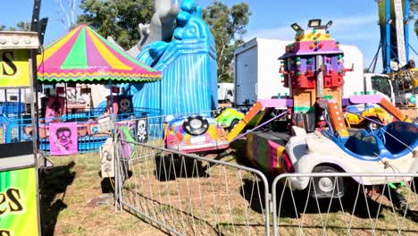 colorful kiddie ride at a fun park