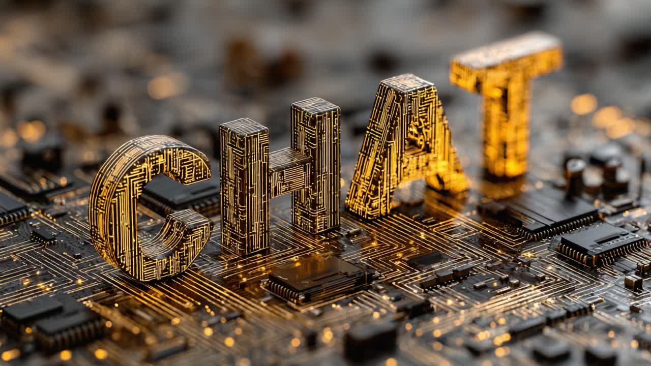 Exploring the Concept of Digital Communication Through the 'CHAT' Text Highlighted on a Circuit Board, Representing Modern Interaction and Technology