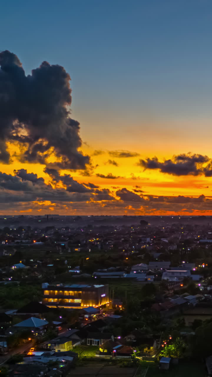 Vertical View Of Holiday Resort At Sunset In Bali, Indonesia. Timelapse