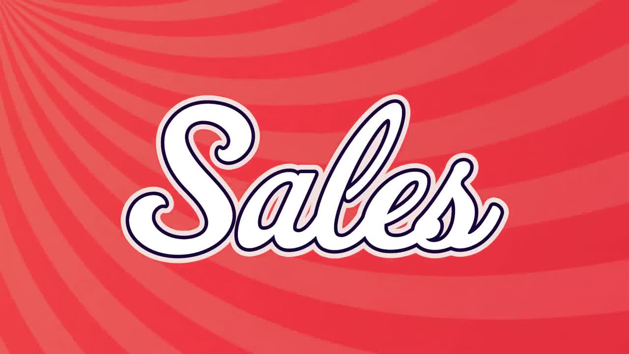 백색 텍스트와 빨간색 회전 줄무 ⁇ 를 배경으로 판매의 애니메이션