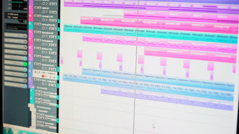Control panel in Recording Studio. Audio mixer with digital display