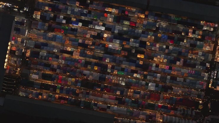 Rachada Night Market Rotating Aerial View