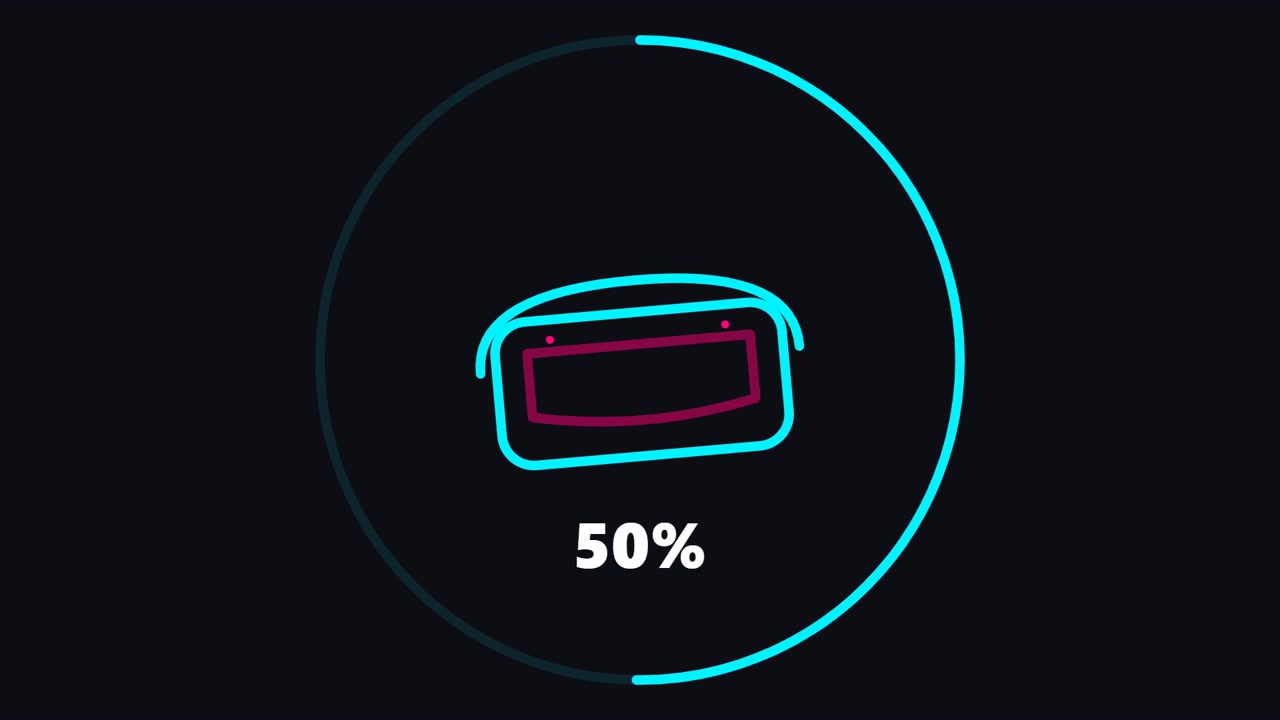 Digital Loading Progress Circle with Neon Outline Icon