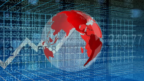 spinning globe against technology dashboard