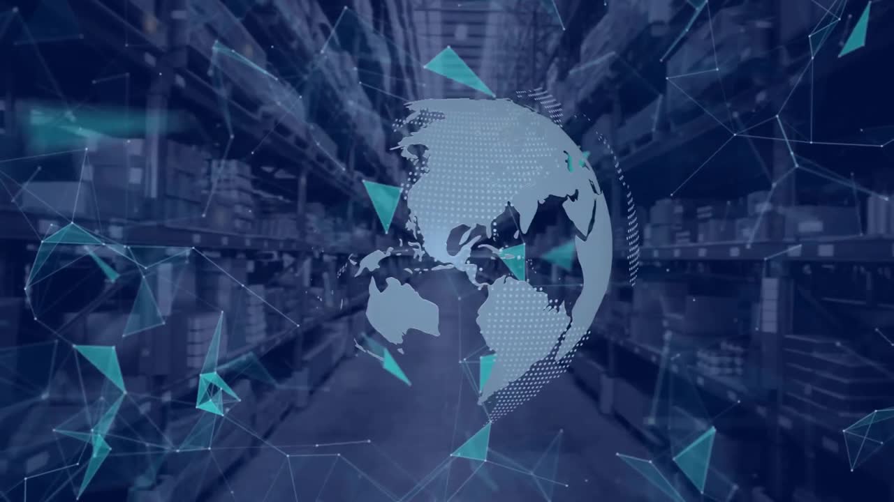 창고를 통한 연결을 가진 지구의 애니메이션